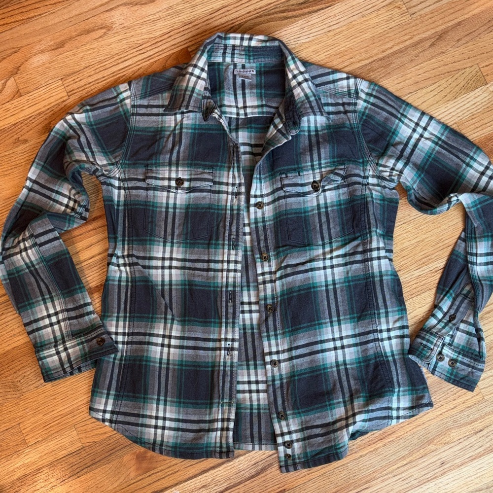 Carhartt 4/6 Plaid Shirt - Teal and Gray flannel button down
